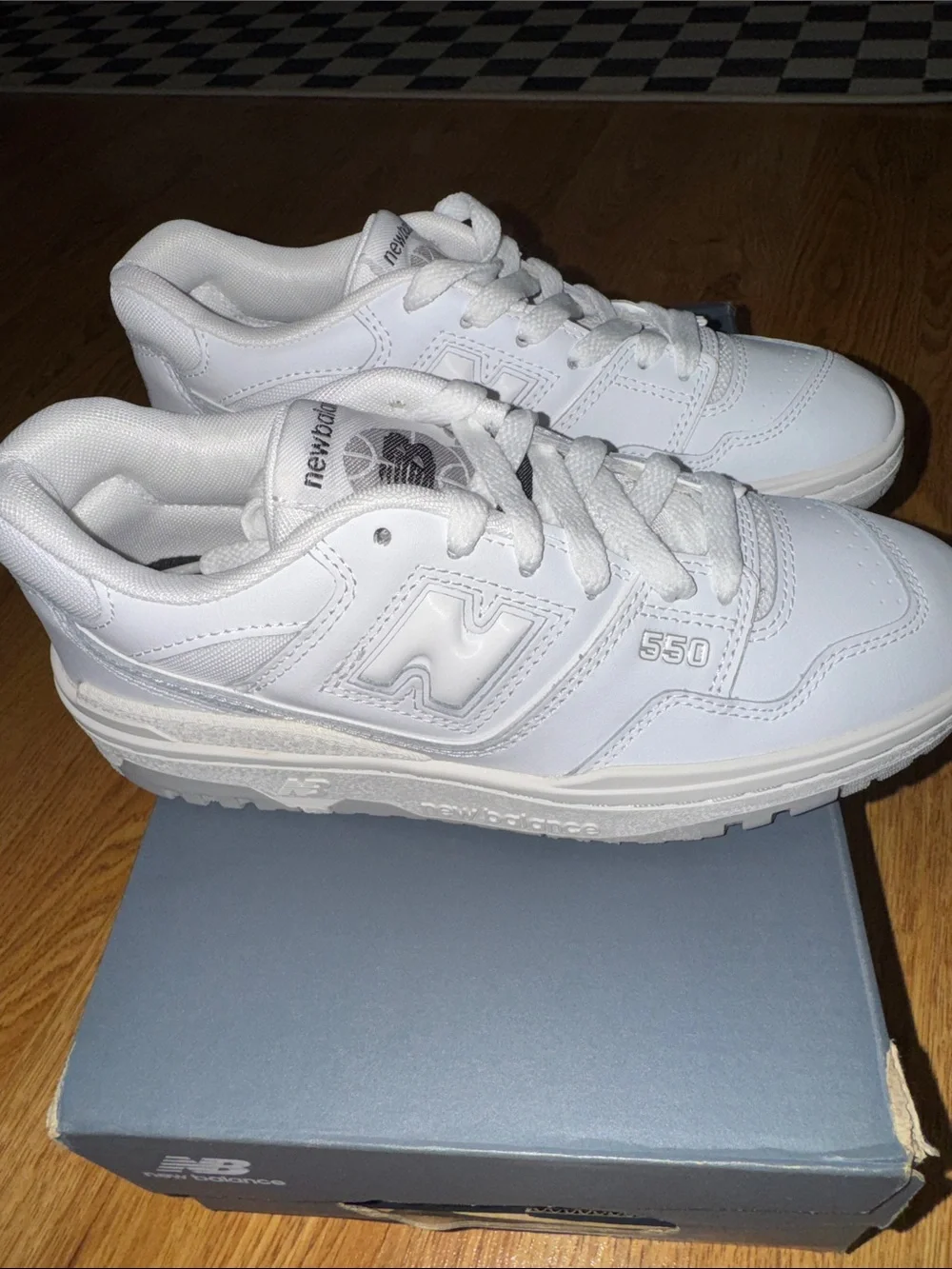 New Balance White Leather Low-Top Sneaker